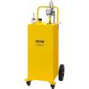 VEVOR Fuel Caddy, 35 Gallon, Gas Storage Tank on 4 Wheels, with Manual Transfer Pump, Gasoline Diesel Fuel Container for Cars, Lawn Mowers, ATVs, Boats, More, Yellow(Yellow)