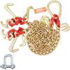 VEVOR G80 V Bridle Chain, 5/16″ x 3′ Towing Chain Bridle with R Hooks, T Hooks, J Hooks and Grab Hooks, Transport Tow Chain Bridle with 10800 lbs Safe Working Load for Flatbed Truck Wrecker Recovery(5/16Inch x 3FT)