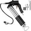 VEVOR Grease Gun, 6000PSI Air Operated Grease Gun, Heavy Duty Pneumatic Grease Gun with 14 oz Load, 18.5 Inch Flexible Hose, 1 Flat Coupler, 1 Pointed and Locking Clamp Coupler, 1 Bent Metal Pipe(18.5 Inch)