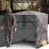 VEVOR Hunting Blind，See Through Ground Blinds with Carrying Bag, 360 Degree Portable Camouflage Tent，Durable Concealed Shelter with Silent Side Door and Window, for Turkey and Deer(2-3 Person（360° See Through ）)