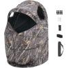 VEVOR Hunting Blind，See Through Ground Blinds with Carrying Bag, 360 Degree Portable Camouflage Tent，Durable Concealed Shelter with Silent Side Door and Window, for Turkey and Deer(Single Person)