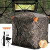 VEVOR Hunting Blind，See Through Ground Blinds with Carrying Bag, 360 Degree Portable Camouflage Tent，Durable Concealed Shelter with Silent Side Door and Window, for Turkey and Deer(2-3 Person（270°See Through ）)