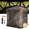 VEVOR Hunting Blind，See Through Ground Blinds with Carrying Bag, 360 Degree Portable Camouflage Tent，Durable Concealed Shelter with Silent Side Door and Window, for Turkey and Deer(2-3 Person)