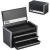 VEVOR Metal Tool Box, 20.5-inch, Portable Metal Tool Box with 4 Drawers, Small Tool Chest with EVA Liners, Ball Bearing Slide Drawers Locking & Powder Coated Finish, Multi-Function Tool Organizer(Black-3 Drawer)