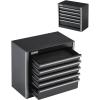 VEVOR Metal Tool Box, 8.6-inch, Portable Metal Tool Box with 3 Drawers, Small Tool Chest with EVA Liners and PP Feet Pads, Heavy-Duty Steel With Ball Bearing Opening and Powder Coated Finish, Black(Black-5 Drawer)