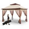 VEVOR Patio Gazebo for 6-8 Person, 10 x 10 FT Backyard Gazebo, with Mosquito Netting, Metal Frame, and PU Coated 180G Polyester, Outdoor Canopy Shelter for Patio, Backyard, Lawn, Garden, Deck(Brown)