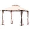 VEVOR Patio Gazebo for 6-8 Person, 10 x 10 FT Backyard Gazebo, with Mosquito Netting, Metal Frame, and PU Coated 180G Polyester, Outdoor Canopy Shelter for Patio, Backyard, Lawn, Garden, Deck(Beige/Black)