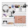 VEVOR Pegboard Combination Kit, 11″ x 11″ Plastic Pegboard, 4 Panels, Peg Board Wall Organizer Kit with Accessories, for Garage Tool Storage Kitchen Living Room Craft Room Office Bathroom Home, White