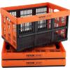 VEVOR Plastic Collapsible Storage Basket, 45L 3 Packs, Folding Stackable Storage Containers/Bins with Handles, Large Heavy Duty Containers for Clothes, Toys, Books, Snack, Shoes and Grocery Organizing(45L-Orange&Black)