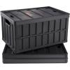VEVOR Plastic Collapsible Storage Basket, 45L 3 Packs, Folding Stackable Storage Containers/Bins with Handles, Large Heavy Duty Containers for Clothes, Toys, Books, Snack, Shoes and Grocery Organizing(65L-Black)