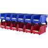VEVOR Plastic Storage Bins 12 Pack (11 x 5 x 5-Inch), Hanging Stackable Storage Organizer Bins, Heavy Duty Stacking Containers for Closet, Garage, Office, Home, Pantry or Small Parts Organization(Red&Blue-12PC-5L)