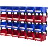 VEVOR Plastic Storage Bins 12 Pack (11 x 5 x 5-Inch), Hanging Stackable Storage Organizer Bins, Heavy Duty Stacking Containers for Closet, Garage, Office, Home, Pantry or Small Parts Organization(Red&Blue-24PC-1L)