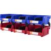 VEVOR Plastic Storage Bins 12 Pack (11 x 5 x 5-Inch), Hanging Stackable Storage Organizer Bins, Heavy Duty Stacking Containers for Closet, Garage, Office, Home, Pantry or Small Parts Organization(Red&Blue-6PC-10L)