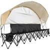VEVOR Portable Folding Bench, 6 Seats Foldable Sideline Bench, Outdoor Camping Bench Chairs with Carry Bag, Team Sport Sideline Benches for Football, Camping, Fishing, No Assembly Instant Seating(With Backrest & Canopy – 6 Seats)