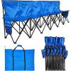 VEVOR Portable Folding Bench, 8 Seats Foldable Sideline Bench, Outdoor Camping Bench Chair with Carry Bag & Backrest, Team Sport Sideline Bench for Football Fishing, No Assembly Instant Seating, Black(Blue)