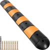 VEVOR Rubber Speed Bump, 1 Pack 2 Channel Speed Bump Hump, 72″ Long Modular Speed Bump Rated 22000 LBS Loading, 72.8 x 12.2 x 2.2 Garage Speed Bump for Asphalt Concrete Gravel Driveway with 2 End Cap(1 Pack + Cap)