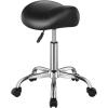VEVOR Saddle Stool with Wheels, 450 LBS Weight Capacity Ergonomic Rolling Stool, Height Adjustable Thickened PU Leather Swivel Saddle Chair for Salon, Spa, Massage, Tattoo, Clinic, Black(Black)