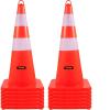VEVOR Safety Cones, 12 x 28″ Traffic Cones, PVC Orange Construction Cones, 2 Reflective Collars Traffic Cones with Weighted Base and Hand-Held Ring Used for Traffic Control, Driveway Road Parking(12)