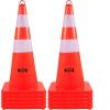 VEVOR Safety Cones, 12 x 28″ Traffic Cones, PVC Orange Construction Cones, 2 Reflective Collars Traffic Cones with Weighted Base and Hand-Held Ring Used for Traffic Control, Driveway Road Parking(10)