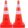 VEVOR Safety Cones, 12 x 28″ Traffic Cones, PVC Orange Construction Cones, 2 Reflective Collars Traffic Cones with Weighted Base and Hand-Held Ring Used for Traffic Control, Driveway Road Parking(6)