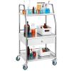 VEVOR Stainless Steel Utility Cart with Wheels – Medical/Dental Lab Cart – 2 Shelves/1 Drawer(3 Shelves/ 1 Drawer)
