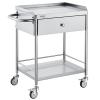VEVOR Stainless Steel Utility Cart with Wheels – Medical/Dental Lab Cart – 2 Shelves/1 Drawer(Catering Cart)
