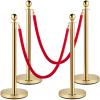 VEVOR Stanchions and Velvet Ropes 4Pcs, Solid Base with Stainless Steel Post, 5ft Red Velvet Ropes and Posts, Crowd Control Barriers Gold Stanchions, Red Carpet Runner Poles for Party Supplies(Gold)