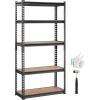 VEVOR Storage Shelves, 3000 lbs, 5 Tier Garage Storage Shelving, 18″ D x 48″ W x 78″ H Adjustable Metal Shelves for Garage Shelves Utility Rack Shelf, Ideal for Kitchen, Warehouse, Basement, Black(12″D x 30″W x 60″H)