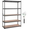 VEVOR Storage Shelves, 3000 lbs, 5 Tier Garage Storage Shelving, 18″ D x 48″ W x 78″ H Adjustable Metal Shelves for Garage Shelves Utility Rack Shelf, Ideal for Kitchen, Warehouse, Basement, Black(18″ D x 48″ W x 72″ H)