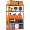 VEVOR Storage Shelves, 3000 lbs, 5 Tier Heavy Duty Garage Shelving, 24″ D x 48″ W x 72″ H Adjustable Metal Shelves for Industrial Shelving Unit Utility Shelf, for Kitchen, Warehouse, Basement, Black(Orange)
