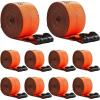 VEVOR Truck Straps, 4″ x30′ Heavy Duty Tie Down w/Flat Hooks 18,000lbs Break Strength, WLL# 6000lbs, Cargo Straps tie Down for Flatbeds, Trucks, Trailers, Farms, Rescues, Tree Saver, Yellow(10 Pack)(Orange)