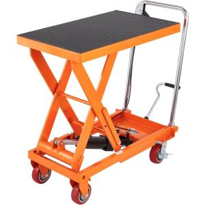 VEVOR 1100 LBS Hydraulic Lift Table Cart with 11″-35.4″ Lift Range, Hydraulic Scissor Cart with Non-Slip Pad & 4 Wheels, Manual Single Scissor Lift for Material Handling and Transportation