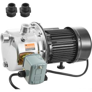 VEVOR 115 Volt Shallow Well Jet Pump, 1 HP, 17.6 GPM Heavy-duty Cast Iron Irrigation Water Pump, 164 ft Max Head, 20-40 PSI, IPX4 Waterproof, for Garden Lawn & Field Irrigation High-Rise Water Supply(3/4HP SUS304)