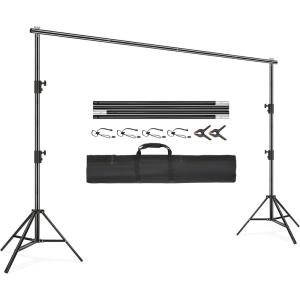 VEVOR 11.5 x 9.6 ft Heavy Duty Backdrop Stand, Height Adjustable Photography Backdrop Stand, Background Support System with 6 Clamps and A Carry Bag, for Party, Wedding, Display, Photo(10 x 12 Ft)