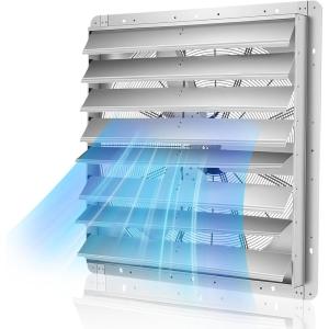 VEVOR 12” Shutter Exhaust Fan, High-speed 1000 CFM, Aluminum Wall Mount Attic Fan with AC-motor, Ventilation and Cooling for Greenhouses, Garages, Sheds, Shops, FCC(36 Inch)