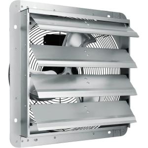 VEVOR 12” Shutter Exhaust Fan, High-speed 1000 CFM, Aluminum Wall Mount Attic Fan with AC-motor, Ventilation and Cooling for Greenhouses, Garages, Sheds, Shops, FCC(16 Inch)