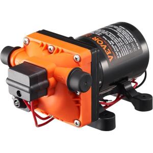 VEVOR 12V Diaphragm Pump, 1.8 GPM (6.81 L/min), 3-Chamber 12 Volt DC Water Pump with Automatic Pressure Switch 40-100 PSI Adjustable, 60 PSI, 1/2” MNPT Port, for RV Yacht Food Truck Camper Marine(12V  3.0GPM  55PSI(Adjustable))