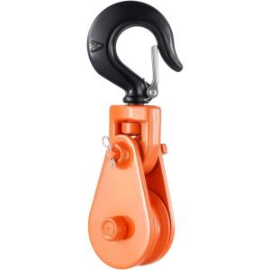 VEVOR 2 Ton Snatch Block with Swivel Hook, 3″ Sheave 3/8″ Inch Wire Rope, Heavy Duty Snatch Block Pulley 4400 lbs for Towing and Recovery Operations on Tow Truck Rollback Wrecker Car Hauler Winches(orange)