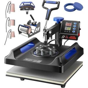VEVOR 2 in 1 Heat Press Machine for T Shirts and Hats, 15×15 Inch Professional Swing Away Digital Tshirt Press Machine for Sublimation, Vinyl, Heat Transfer Projects(8in1-15×15-Black)
