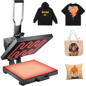 VEVOR 2 in 1 Heat Press Machine for T Shirts and Hats, 15×15 Inch Professional Swing Away Digital Tshirt Press Machine for Sublimation, Vinyl, Heat Transfer Projects(15×15-Black)
