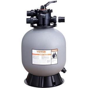 VEVOR 25033BX 19-inch, Up to 45 GPM Flow Rate, Above Inground Swimming Pool Sand System with 7-Way Multi-Port Valve, Filter, Backwash, Rinse, Recirculate, Waste, Winter, Closed Functions, Gray(19 inch)