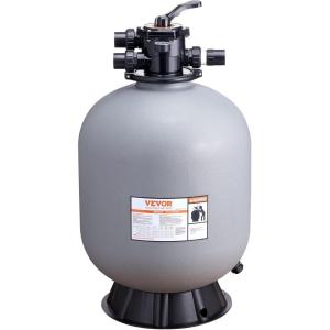 VEVOR 25033BX 19-inch, Up to 45 GPM Flow Rate, Above Inground Swimming Pool Sand System with 7-Way Multi-Port Valve, Filter, Backwash, Rinse, Recirculate, Waste, Winter, Closed Functions, Gray(24 inch)