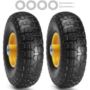 VEVOR (2-Pack) 10″ x 2.5″ Solid Rubber Tire Wheels, 10 inch Tire and Wheel Flat Free with 5/8″ Bearings, 2.1″ Offset Hub Replacement Wheelbarrow Tires- Perfect for Hand Truck, Wheelbarrow, Garden Cart(Metal wheel hub)