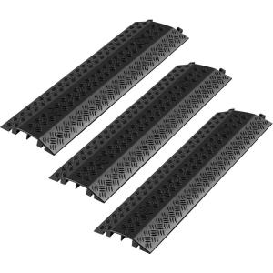 VEVOR 3 PCs Drop Over Cable Cover Ramp, 2,000 lbs/axle Load Capacity, Heavy Duty Cable Hose Protector Ramp, Floor Cord Cover for High Walking Traffic Areas Indoor Outdoor Home Office Warehouse School(Medium-3PACK)