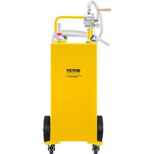 VEVOR 30 Gallon Fuel Caddy, Gas Storage Tank & 4 Wheels, with Manual Transfer Pump, Gasoline Diesel Fuel Container for Cars, Lawn Mowers, ATVs, Boats, More, Yellow(Yellow)