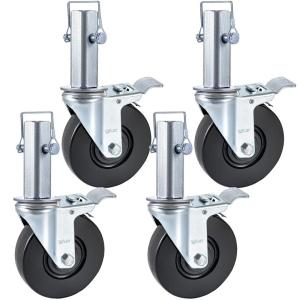 VEVOR 4 Pack 5″ Scaffolding Wheels – 1″ Solid Stem, Rubber Wheels with Dual Locking Heavy Duty Casters, 330LBS Capacity(5″ Square Tube Stem)
