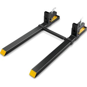 VEVOR 43″ Clamp on Pallet Forks, 2000lbs Capacity Tractor Bucket Forks, Heavy Duty Quick Attach Pallet Fork for Bucket Tractor Loader Skid Steer(with Stabilizer Bar)