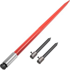 VEVOR 49″ Hay Spear, Bale Spears 1600lbs Loading Capacity, Skid Steer Loader Tractor Attachment with 2pcs 17.5″ Stabilizer Spears, Quick Attach Spike Forks(Hay Spear)