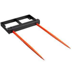VEVOR 49″ Hay Spear, Bale Spears 3000lbs Loading Capacity, Skid Steer Loader Tractor Bucket Attachment with 2pcs 17.5″ Stabilizer Spears and 60″ Chain, Quick Attach Spike Forks(49″ Vertical Assembly)