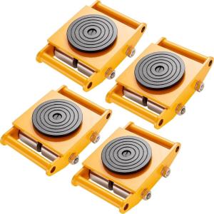 VEVOR 4PCS Machinery Skates Dollies, 17,637 lb Heavy Duty Equipment Moving Skates with 4 PU Wheels, 360° Rotation Non-Slip Cap, Low-Profile Industrial Mover Rollers for Factory, Warehouse, Workshop(4 Pcs-Steel Wheels)